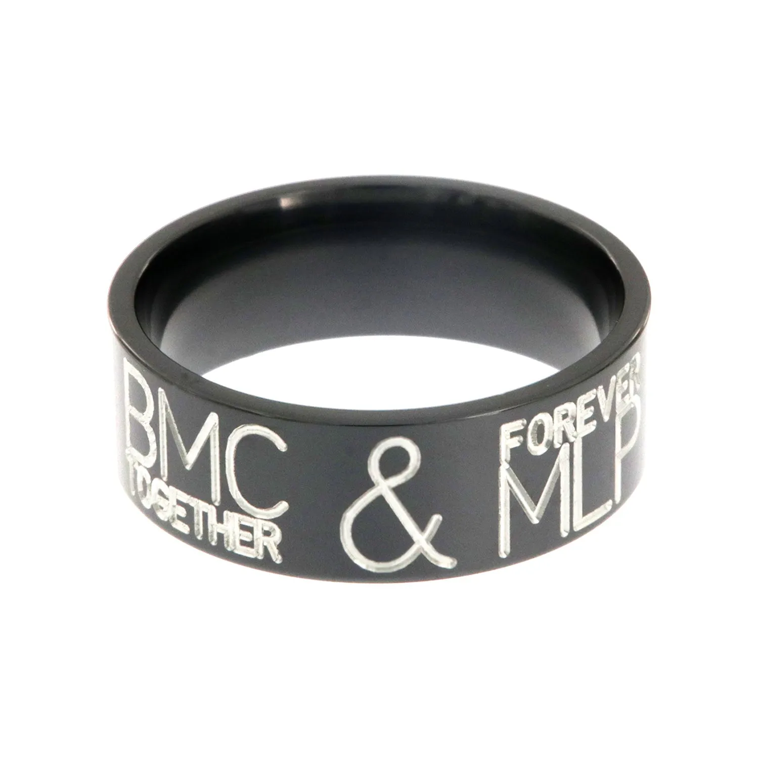 8mm Wide Two-Tone Black Zirconium Duck Band - Men's Wedding Rings