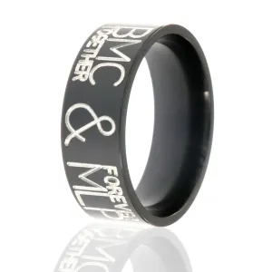 8mm Wide Two-Tone Black Zirconium Duck Band - Men's Wedding Rings