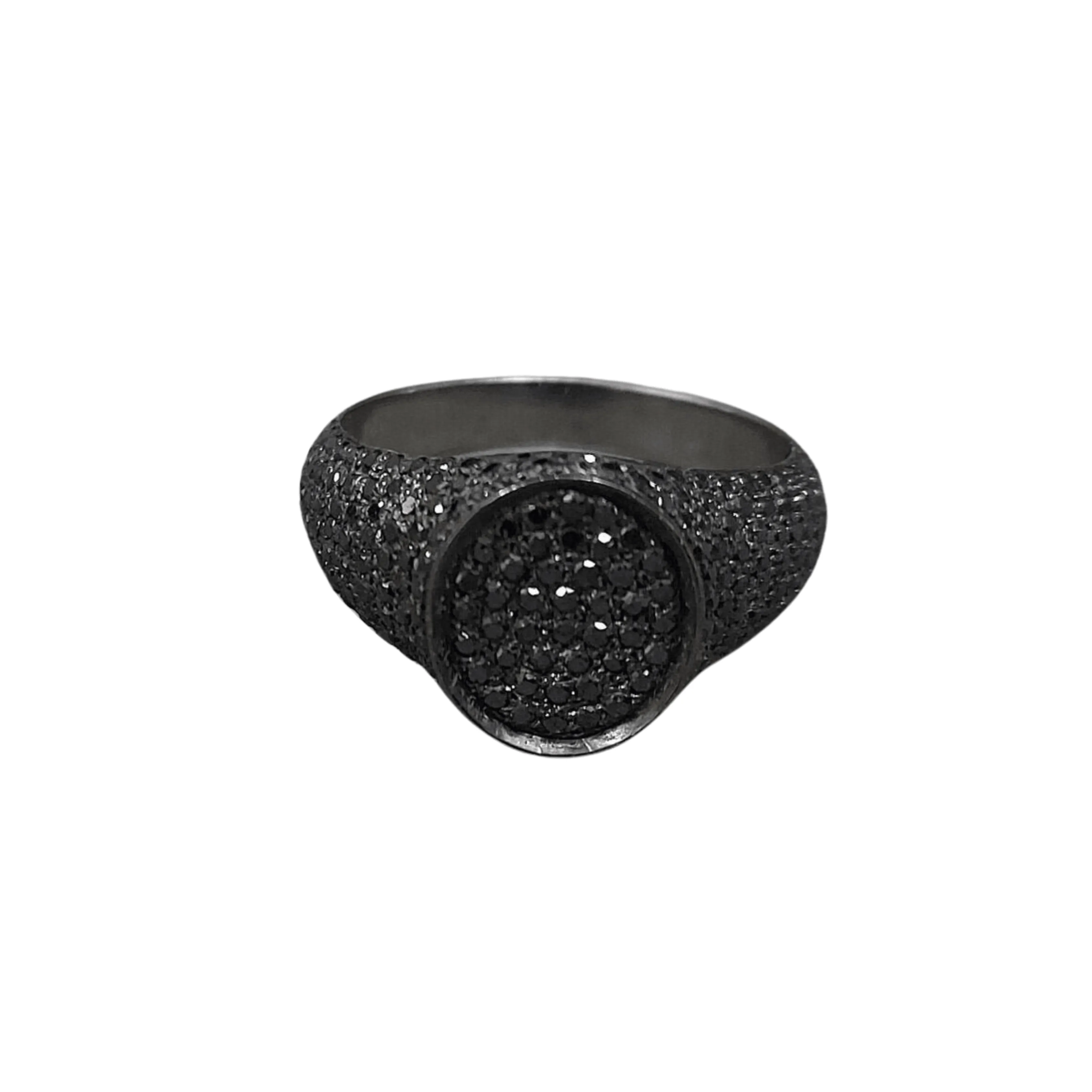 925 Silver Black Diamond Signet Oxidized  Ring