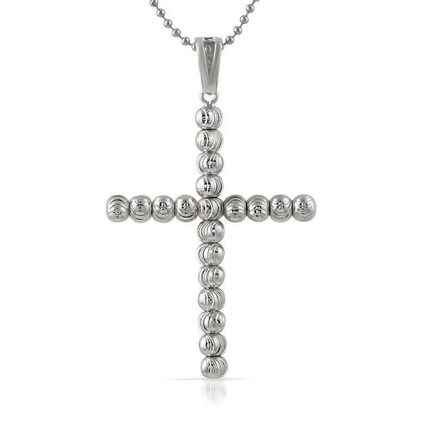 .925 Sterling Silver Moon Cut Cross 6MM