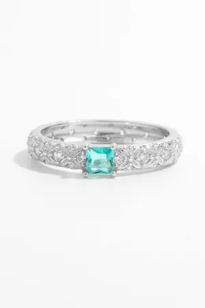 925 Sterling Silver Square Zircon Ring