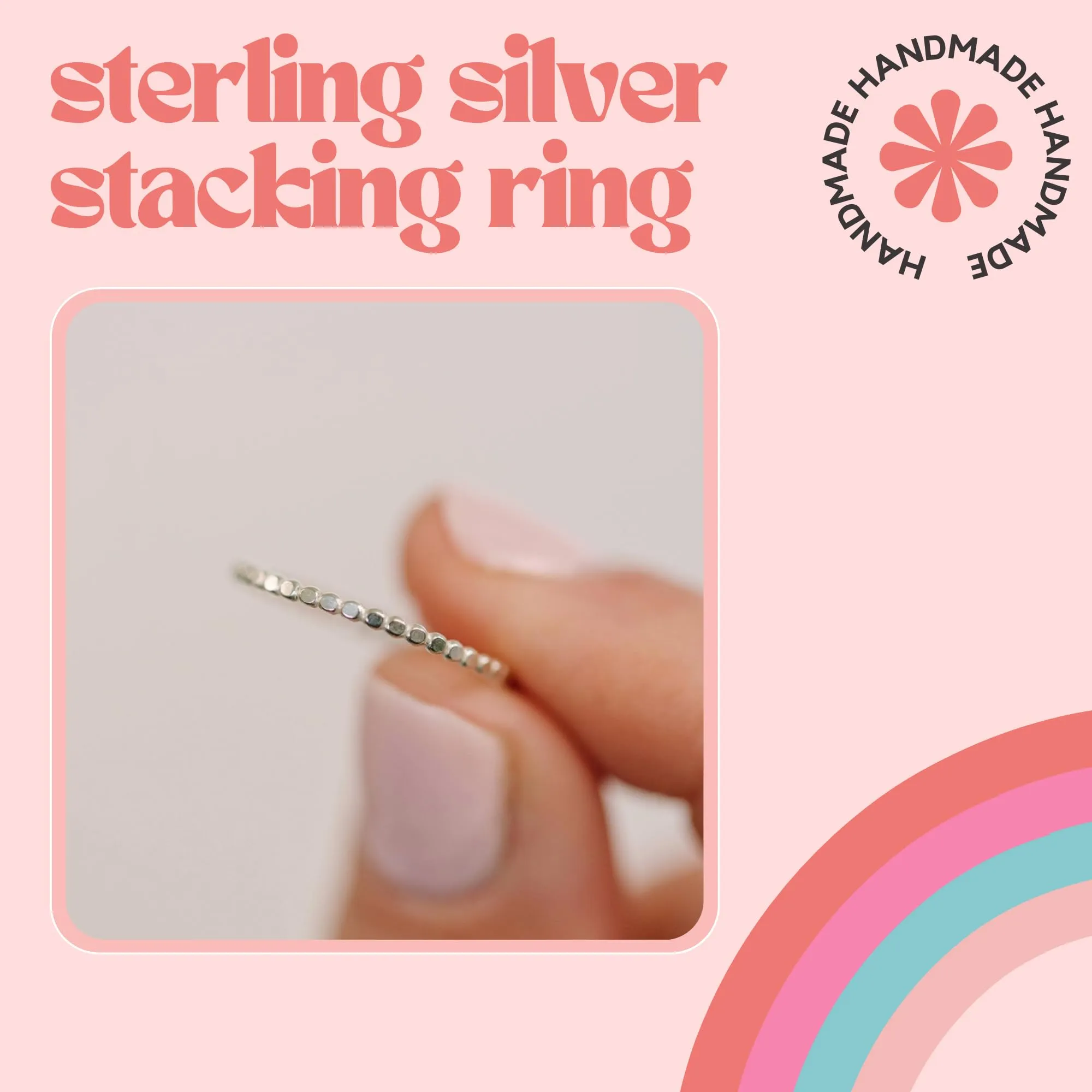 925 Sterling Silver Stacking Rings Handmade In USA | Dainty Simple and Minimalist Silver Jewelry | Thin Silver Band | Trendy Gifts for Mom, Sister, Friend (9)