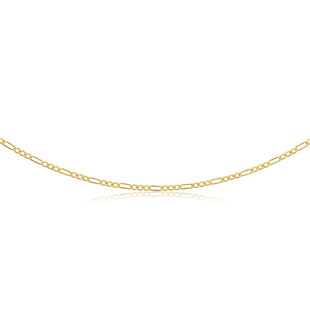 9ct Yellow Gold Silver Filled 50cm Figaro Chain 50 Gauge