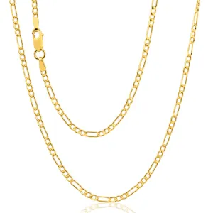 9ct Yellow Gold Silver Filled 50cm Figaro Chain 50 Gauge