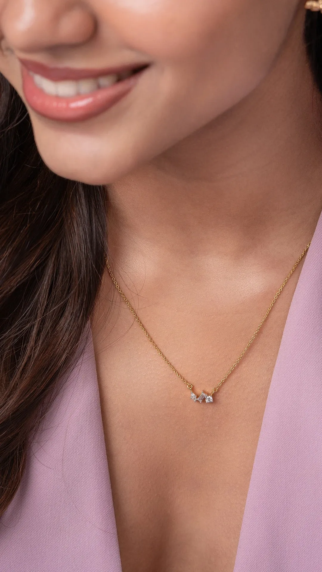 Adelle Solitaire Silver Pendant with Chain | 22KT Gold Vermeil