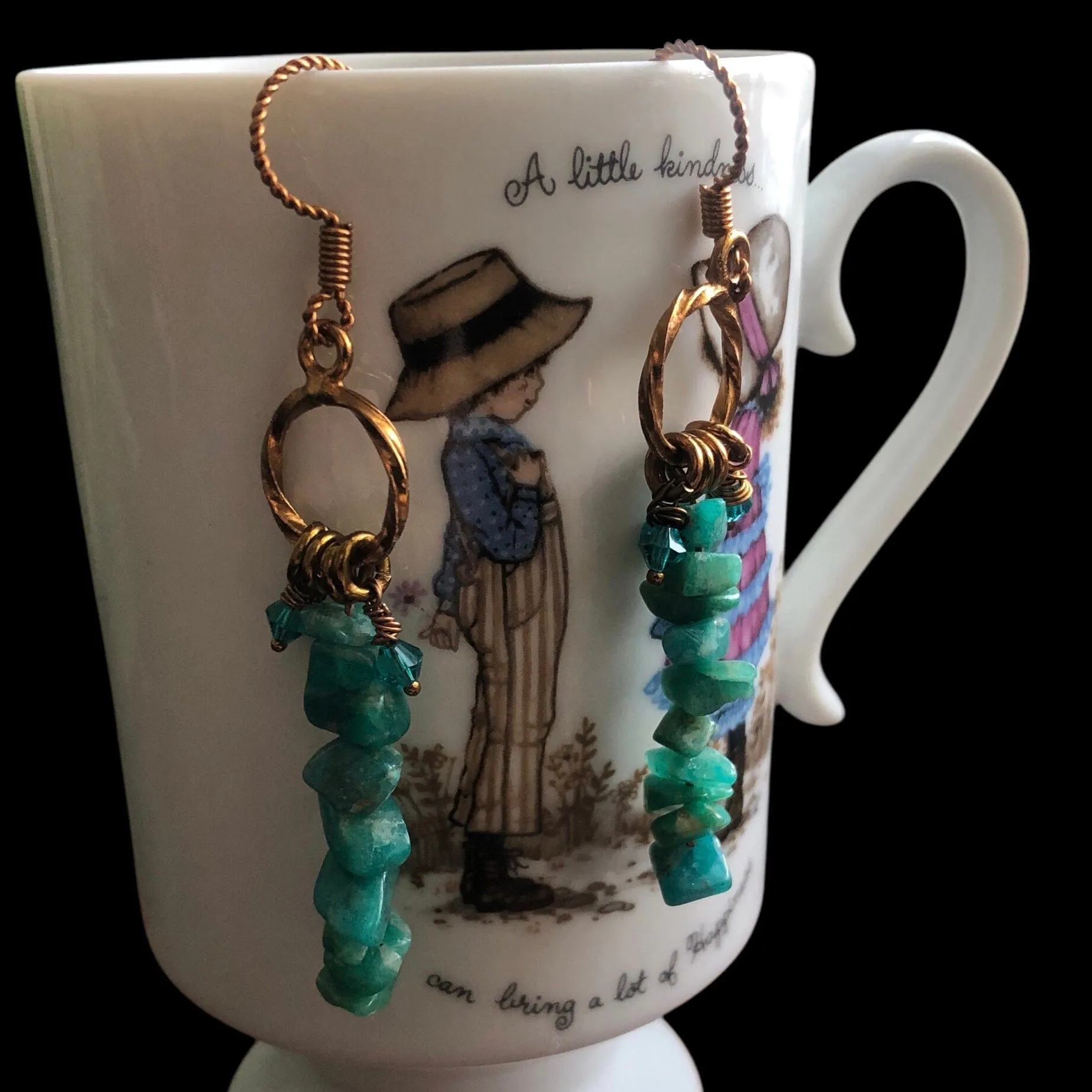 Amazonite Antique Bronze Dangle Earrings