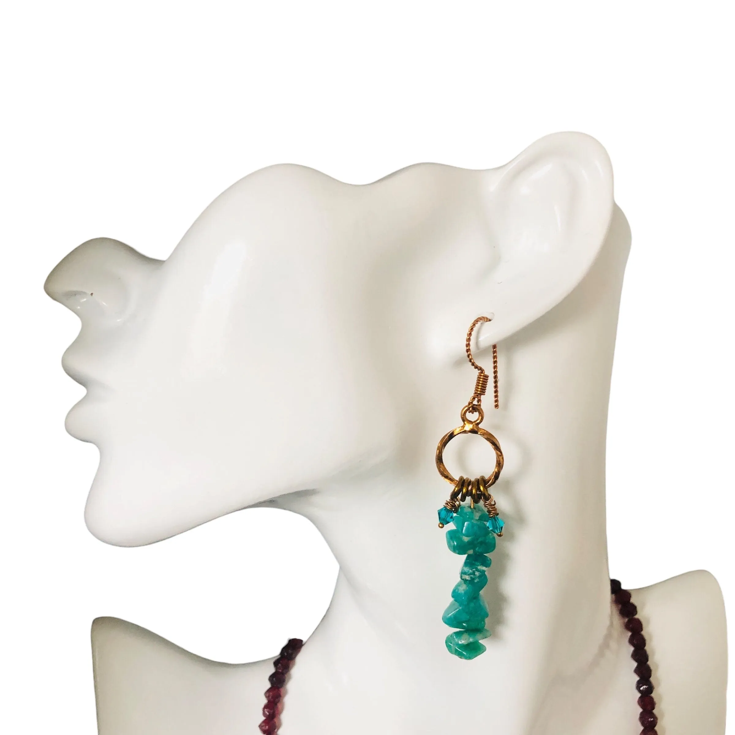 Amazonite Antique Bronze Dangle Earrings