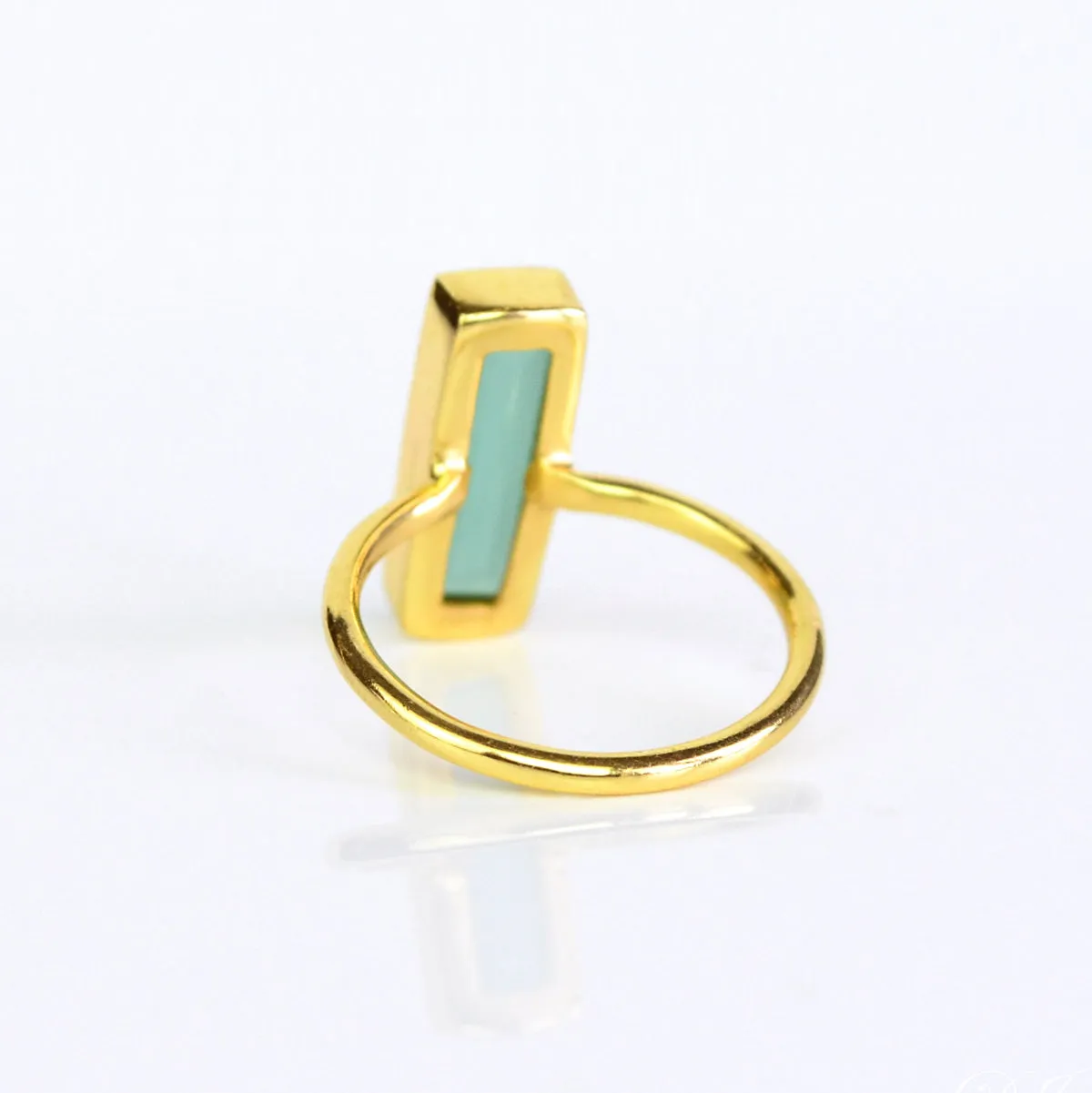 Aqua Chalcedony Bar Ring : March Birthstone