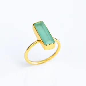 Aqua Chalcedony Bar Ring : March Birthstone