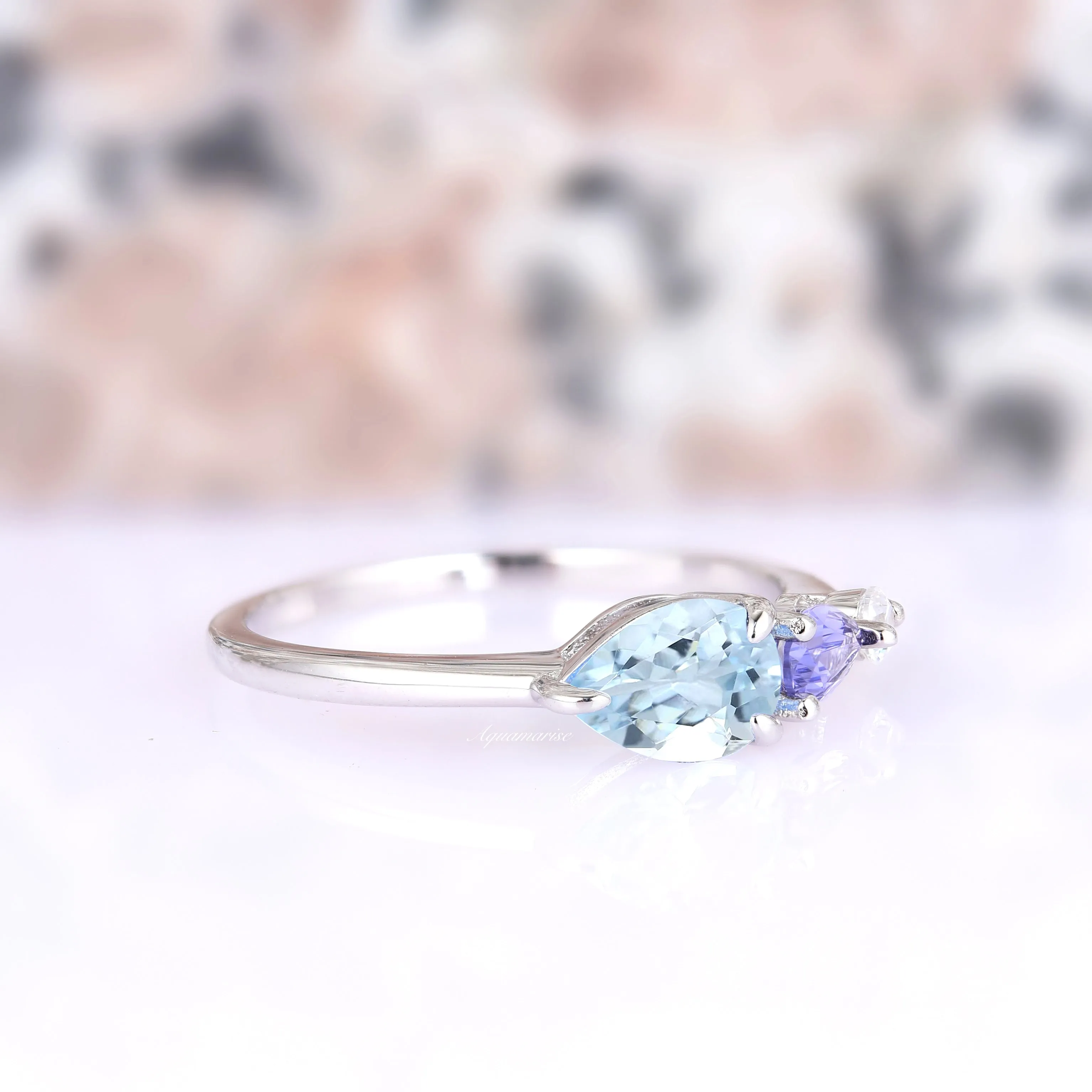 Aquamarine & Tanzanite Ring- Sterling Silver