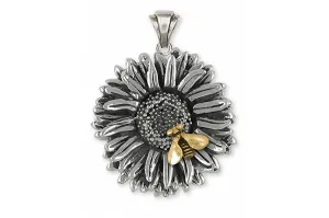 Aster Pendant Jewelry Silver And 14k Gold Handmade Flower Pendant AST2-TNP