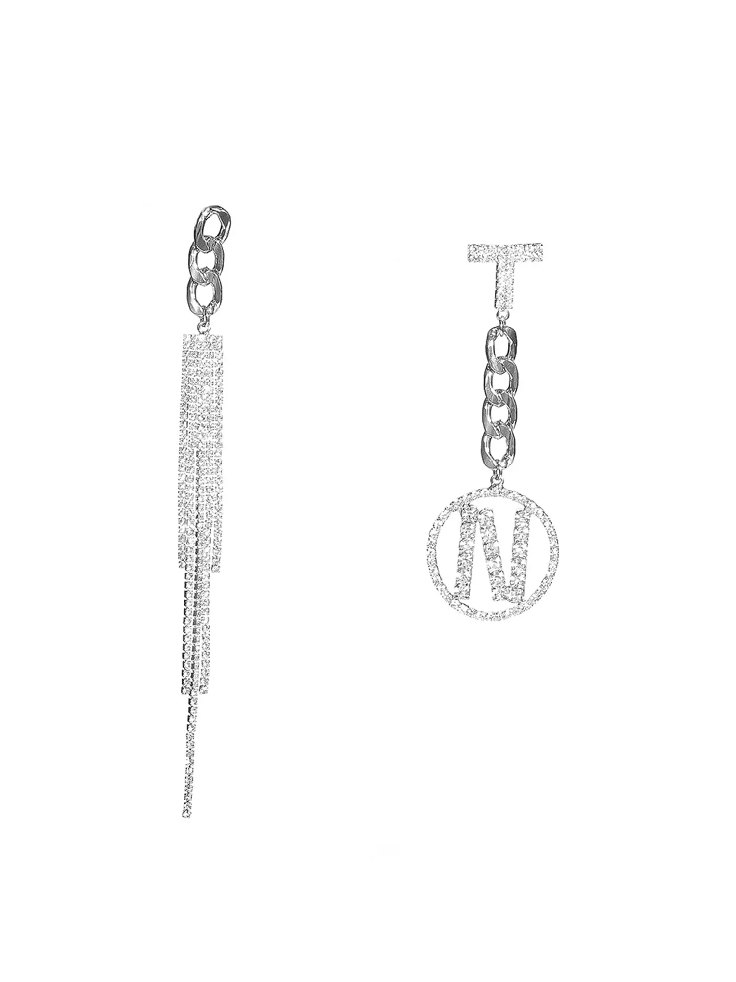 Asymmetric Letter Tassel Earrings