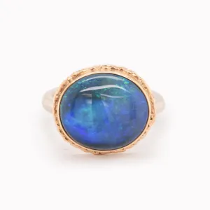 Australian Black Opal Bezel Statement Ring