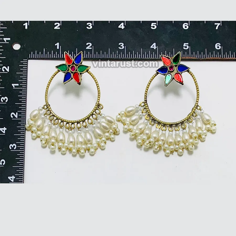 Big Round Hoop Earrings With Pearls