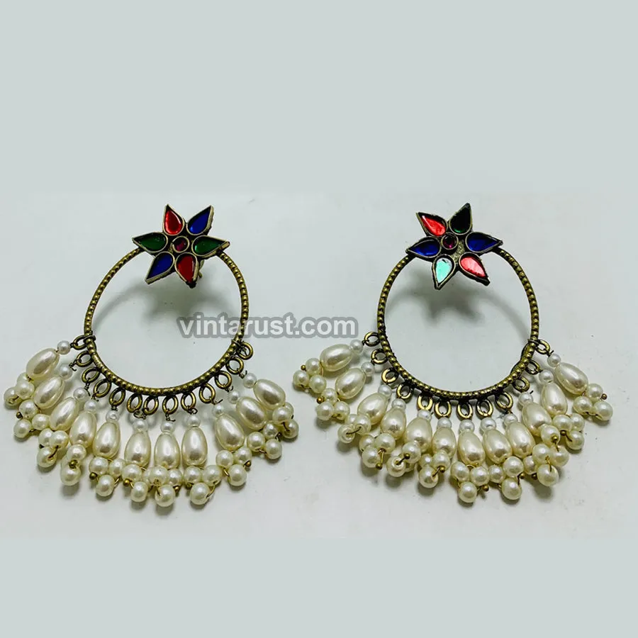 Big Round Hoop Earrings With Pearls