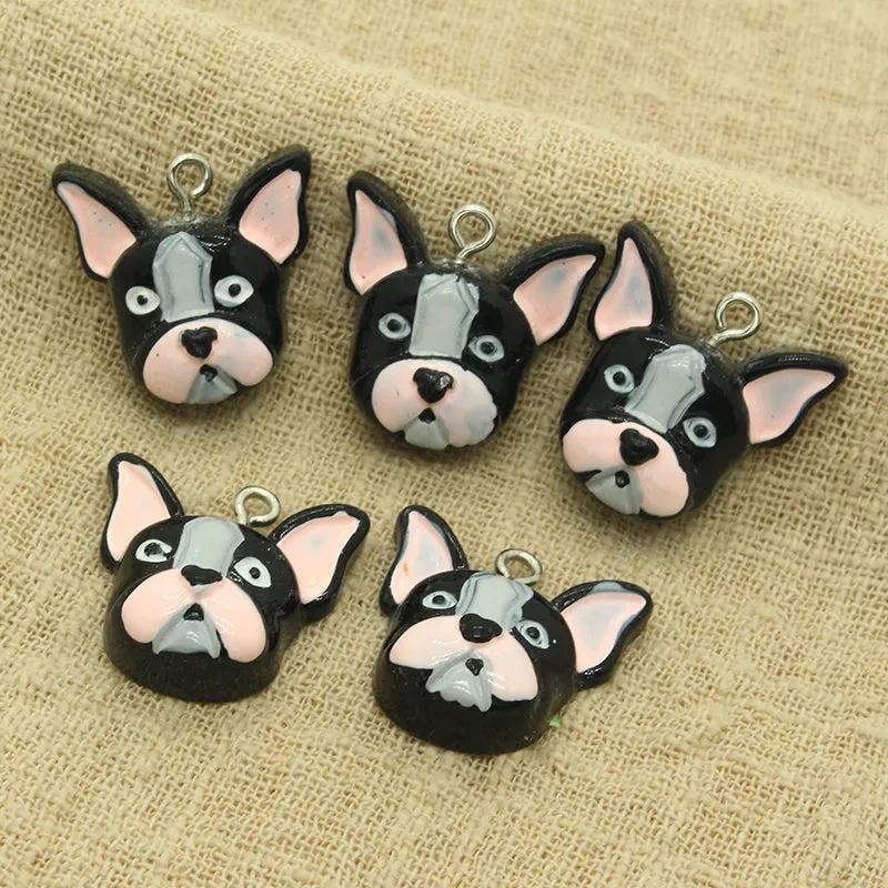 Black French Bulldog Resin Charms