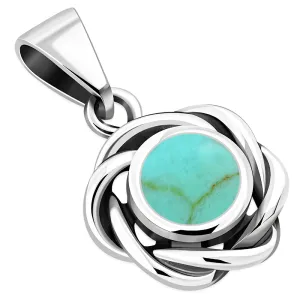 Braided Turquoise Silver Pendant