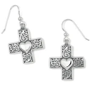 Brighton Women's Carlotta Heart Cross French Wire Earrings