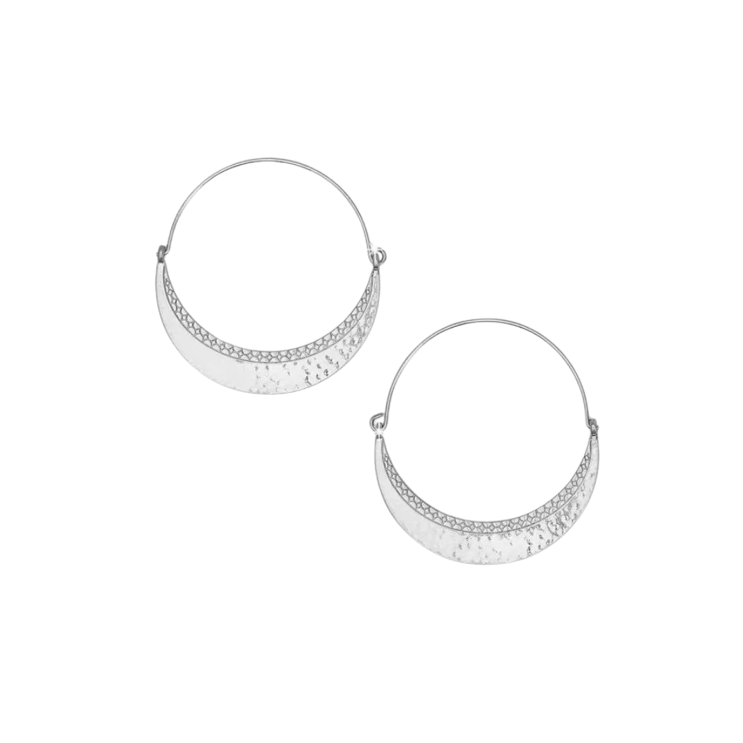 Brighton Women's Palm Canyon Large Hoop Silver Earrings