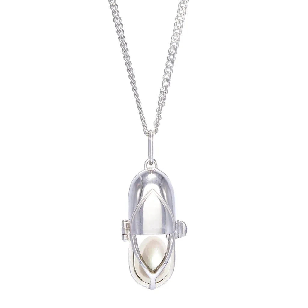 Capsule Pearl Pendant - Sterling Silver