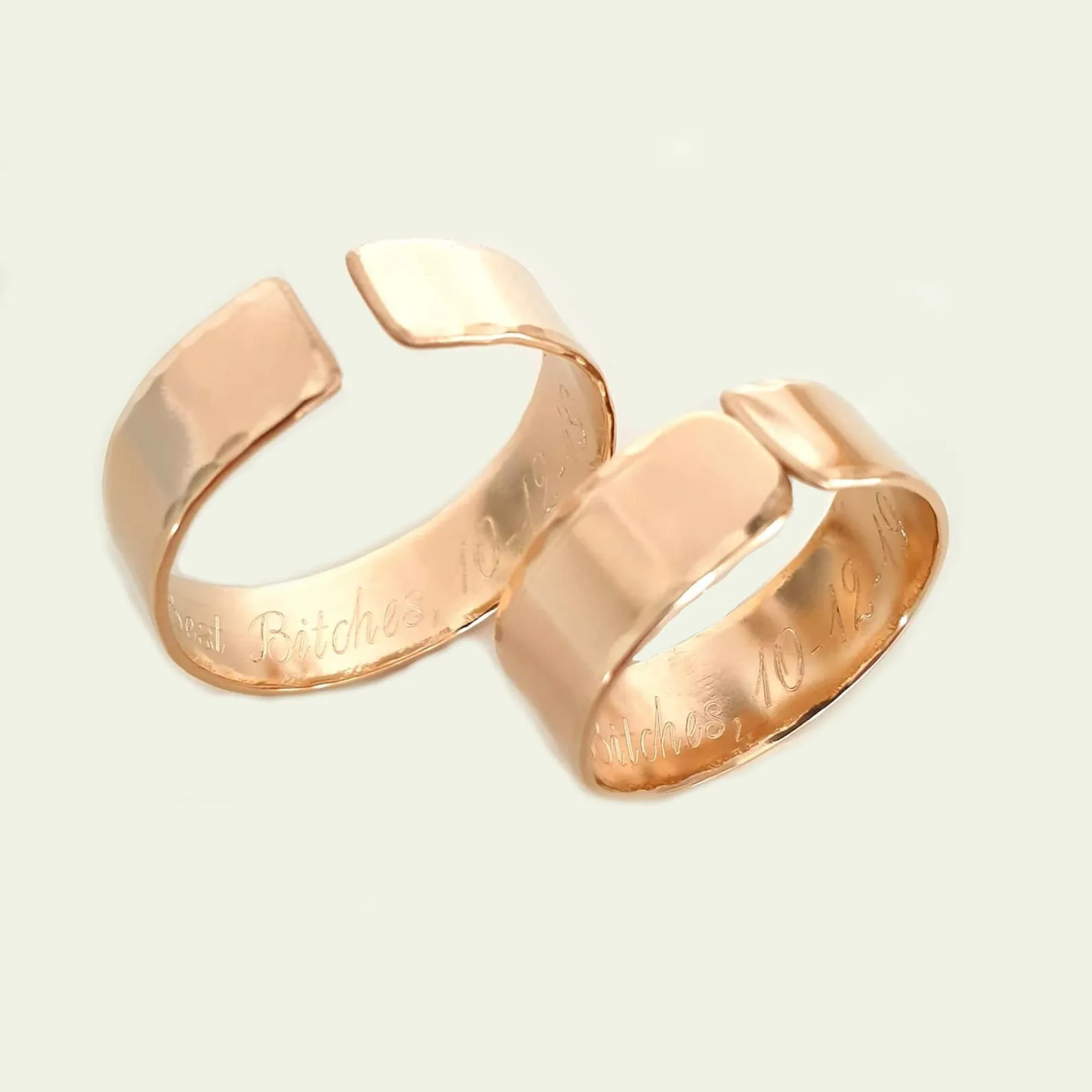 Chunky Ring - Secret Message Text Engraved Ring in Gold Filled 14K