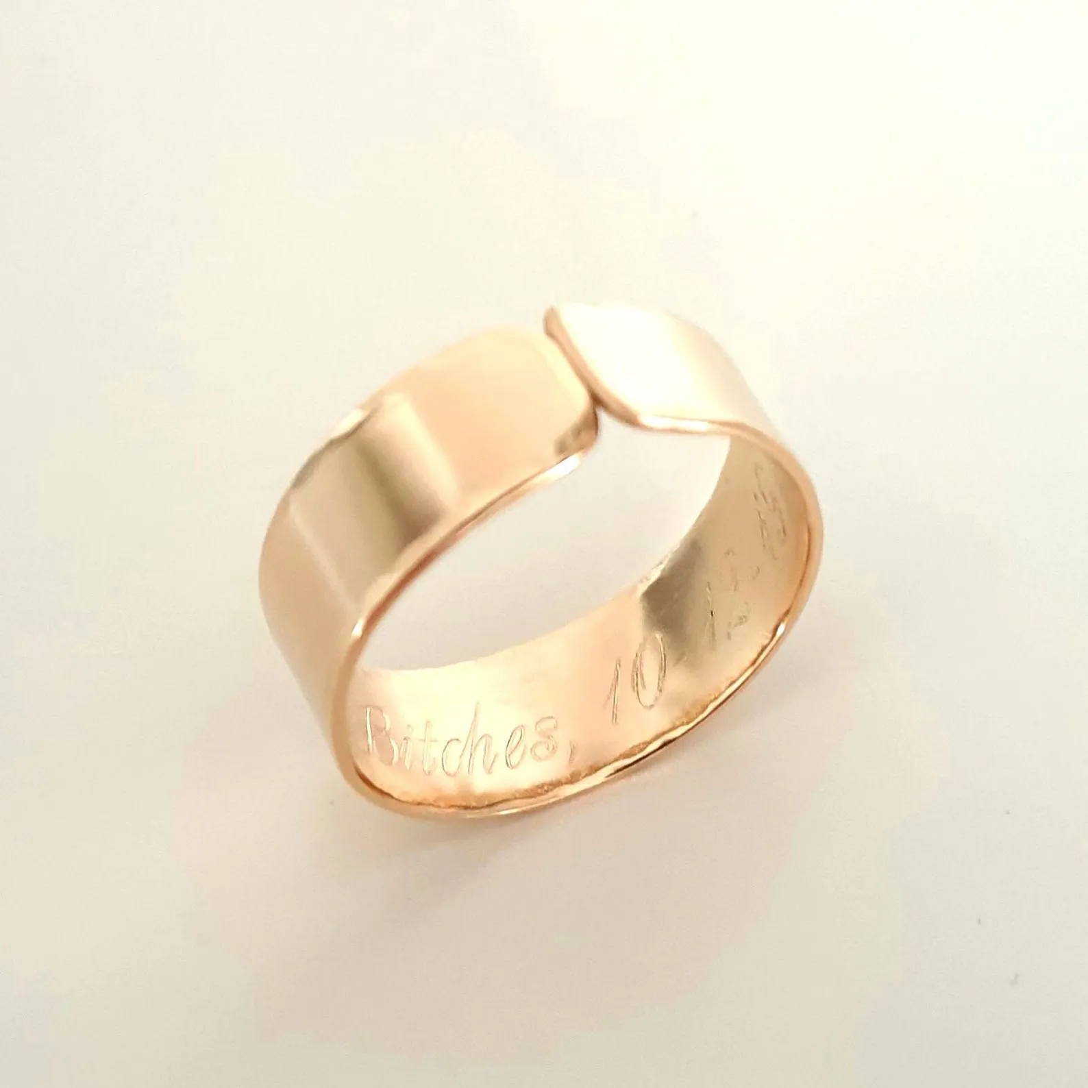 Chunky Ring - Secret Message Text Engraved Ring in Gold Filled 14K