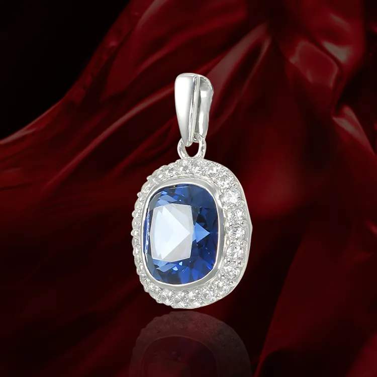 Classic Cushion Cut Blue Sapphire Pendant