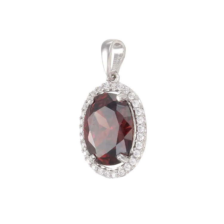 Classic Garnet Pendant with Halo