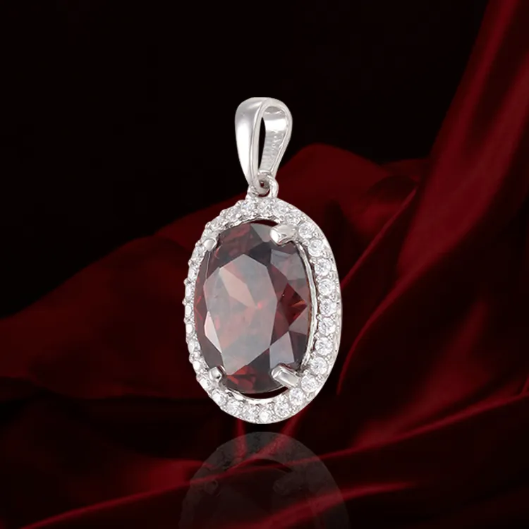 Classic Garnet Pendant with Halo