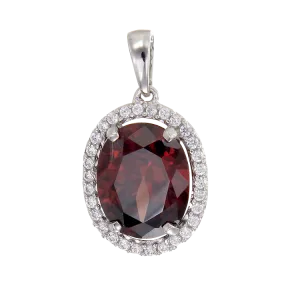 Classic Garnet Pendant with Halo