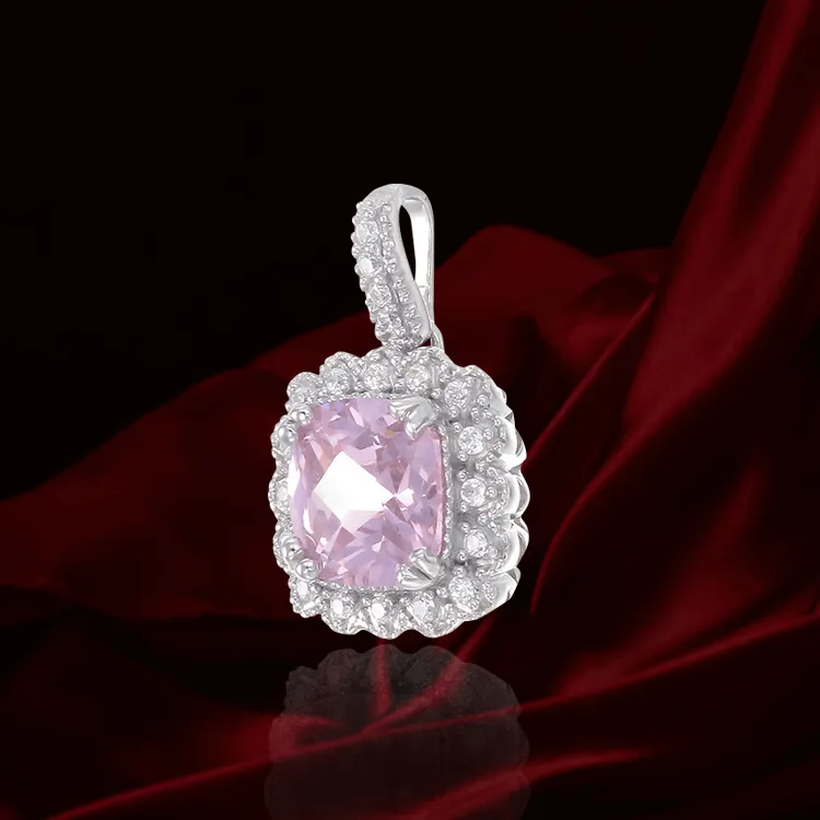 Classic Pink Pendant with Accented Setting