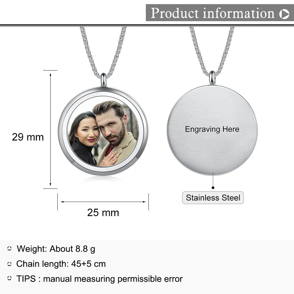 Classic Round Customized Photo Pendant with Engraving Text