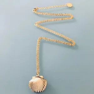 Clover Gold Plated Seashell Necklace 24K | Gold Necklace | Gift Idea | Shell Jewel | Women's Gift Idea | Gold Jewelry | Gold Necklace | Gift Jewelry