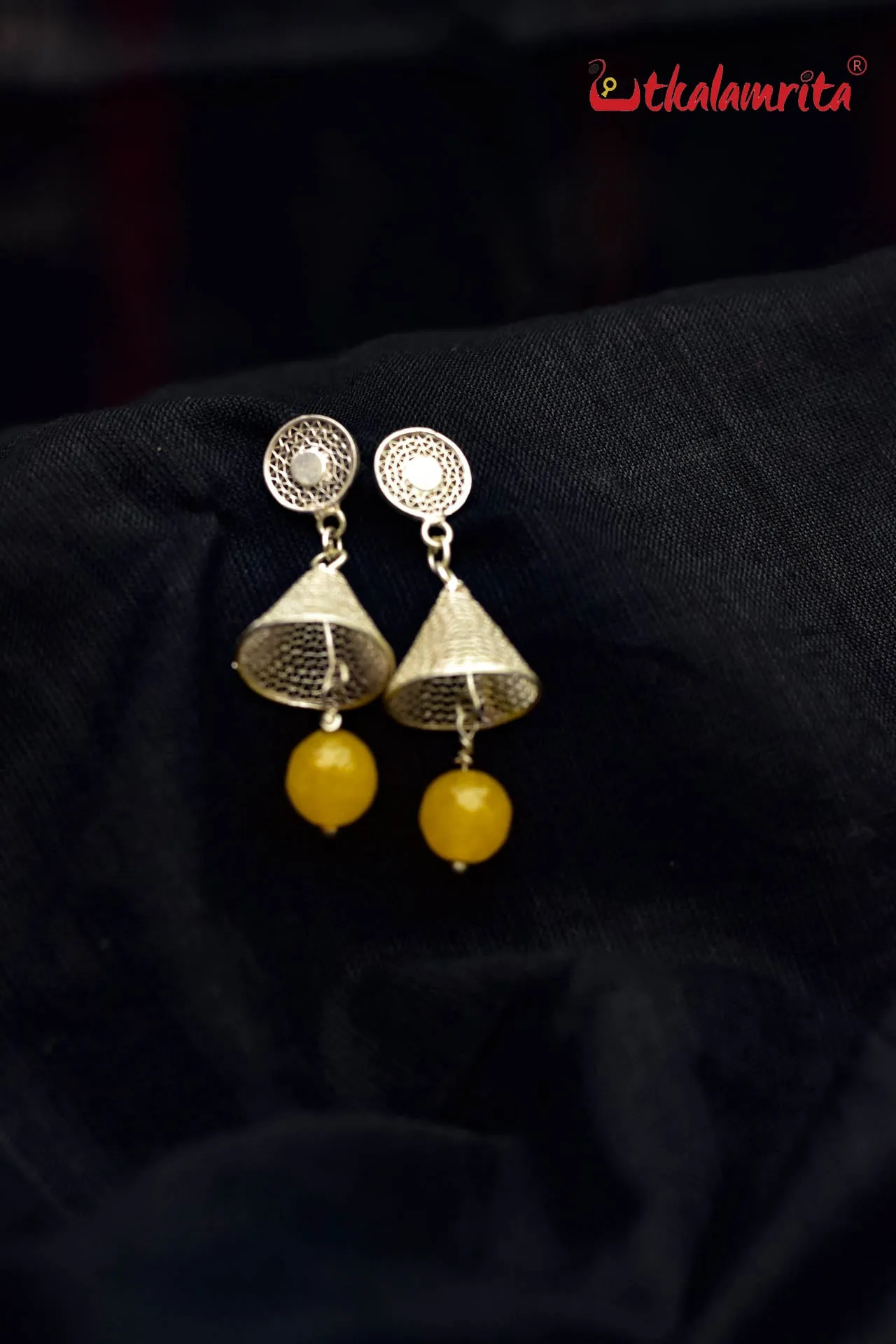 Conical Silver with Yellow Balls (Earring Tops)