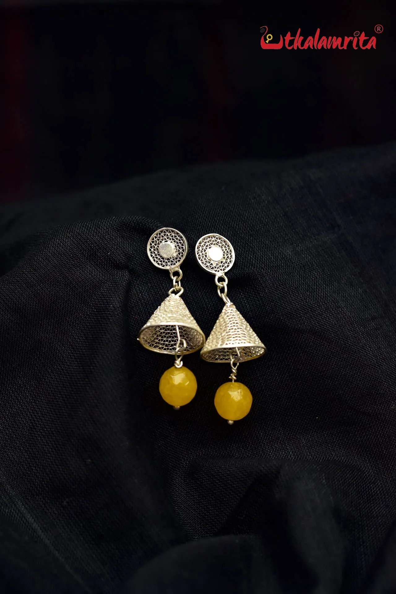 Conical Silver with Yellow Balls (Earring Tops)