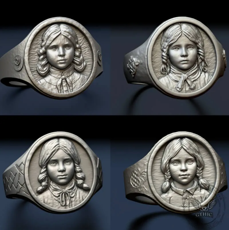 Custom Portrait Engraved Sterling Silver Ring