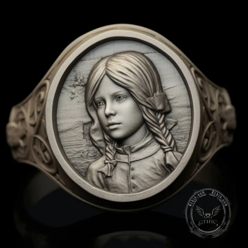 Custom Portrait Engraved Sterling Silver Ring