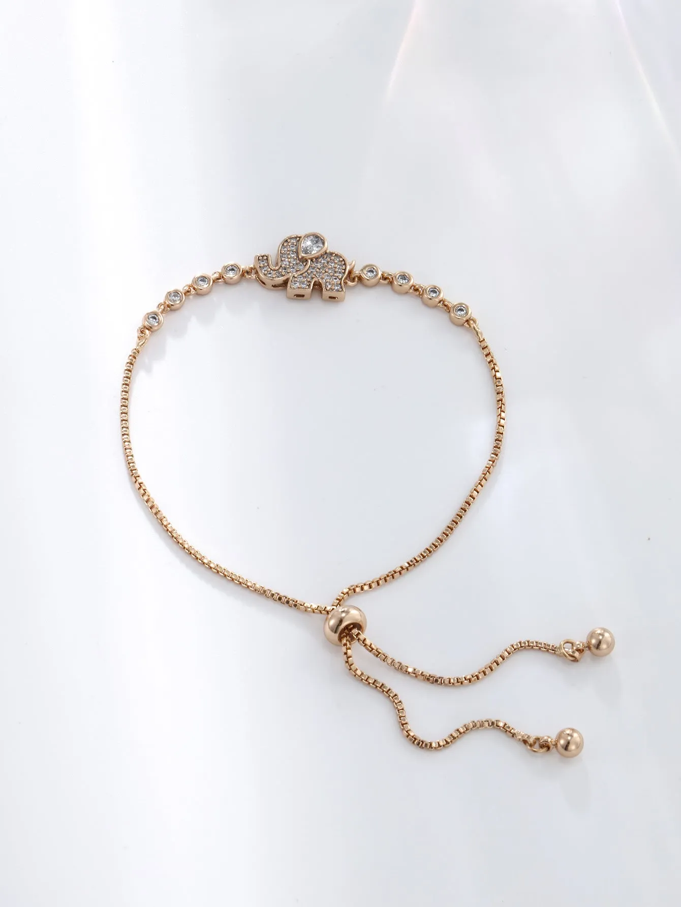 Cute Elephant Stretching Box Chain Bracelet Girls High-end Niche Jewlery