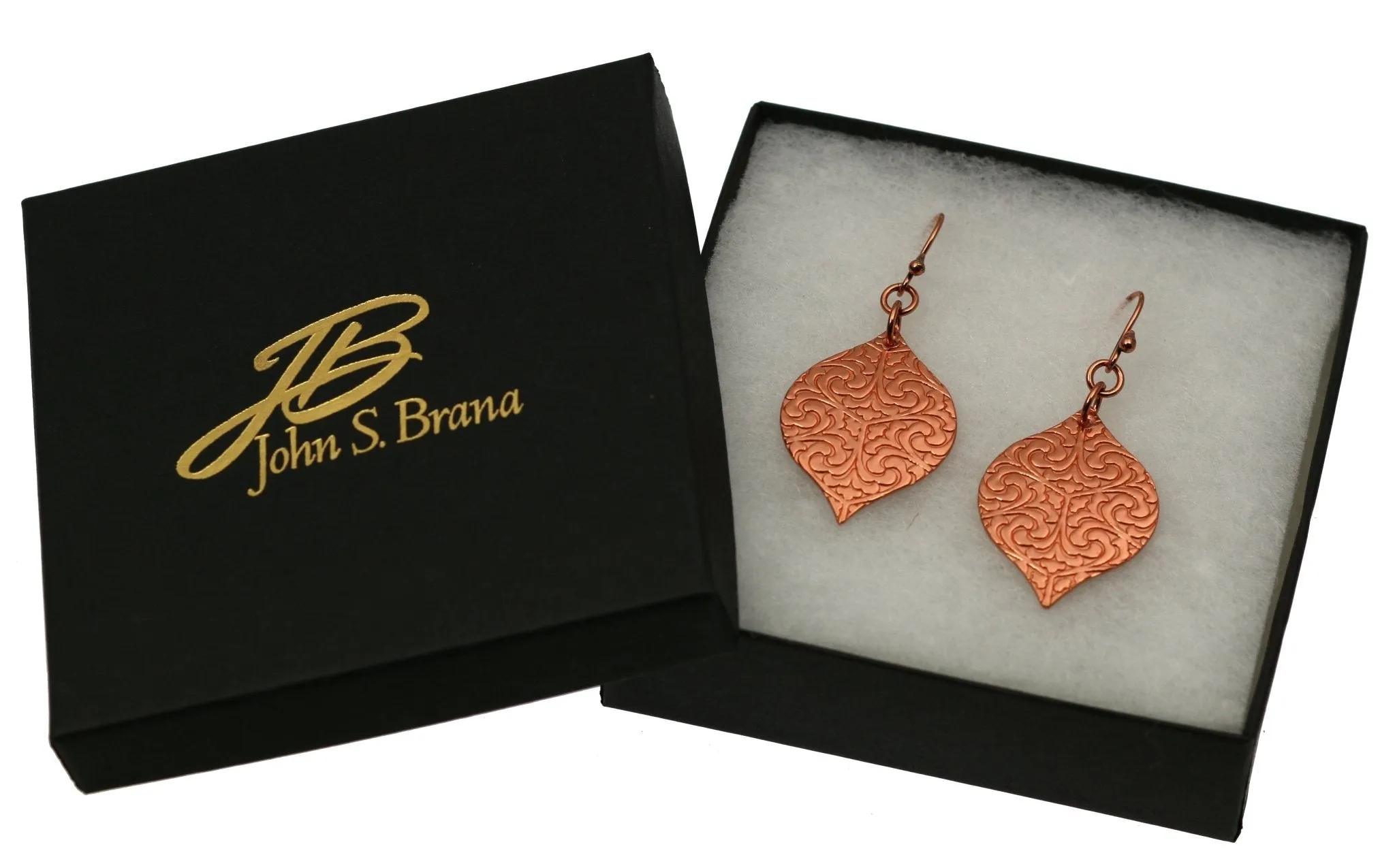 Damask Embossed Marrakesh Copper Drop Earrings