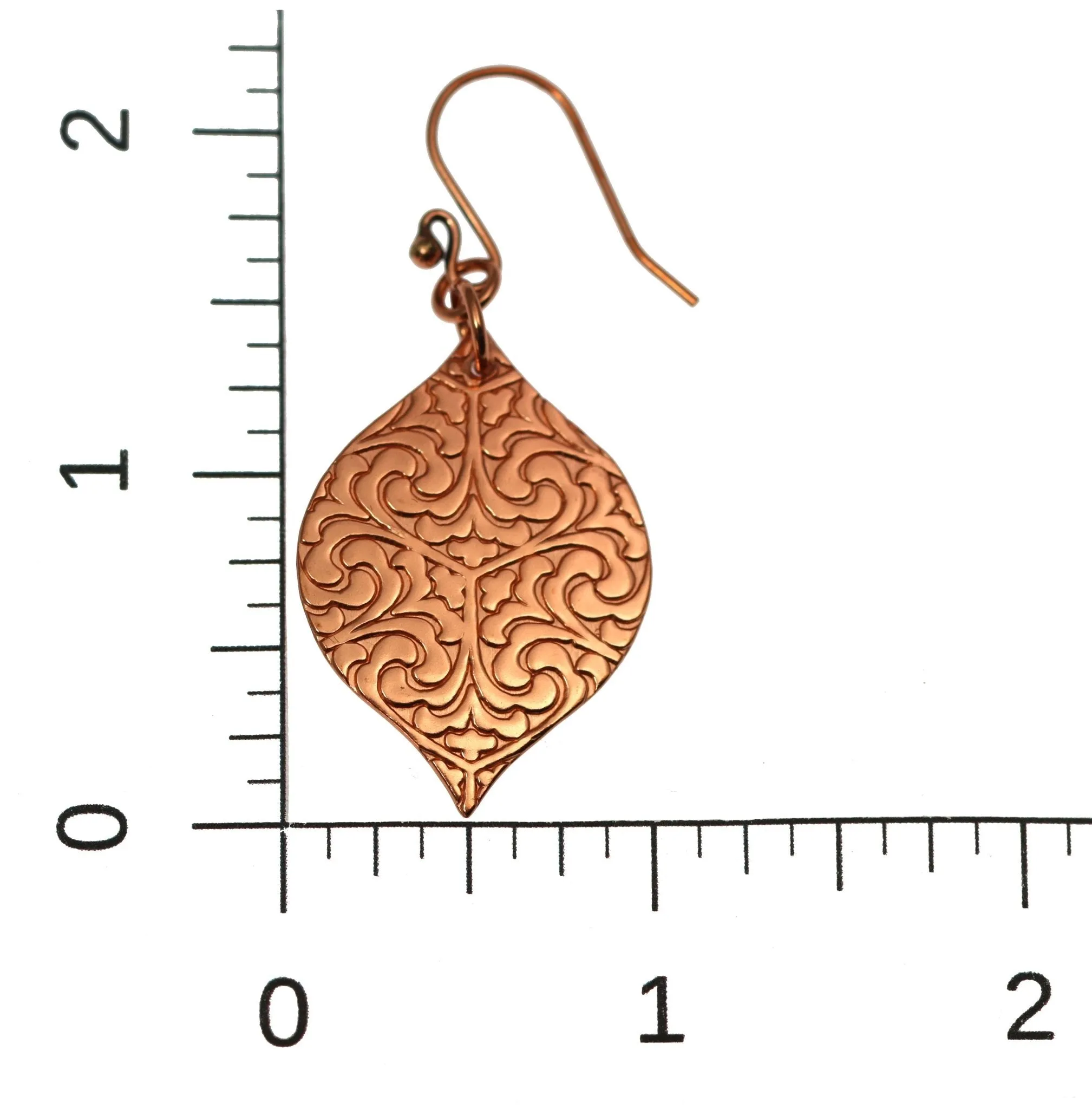 Damask Embossed Marrakesh Copper Drop Earrings