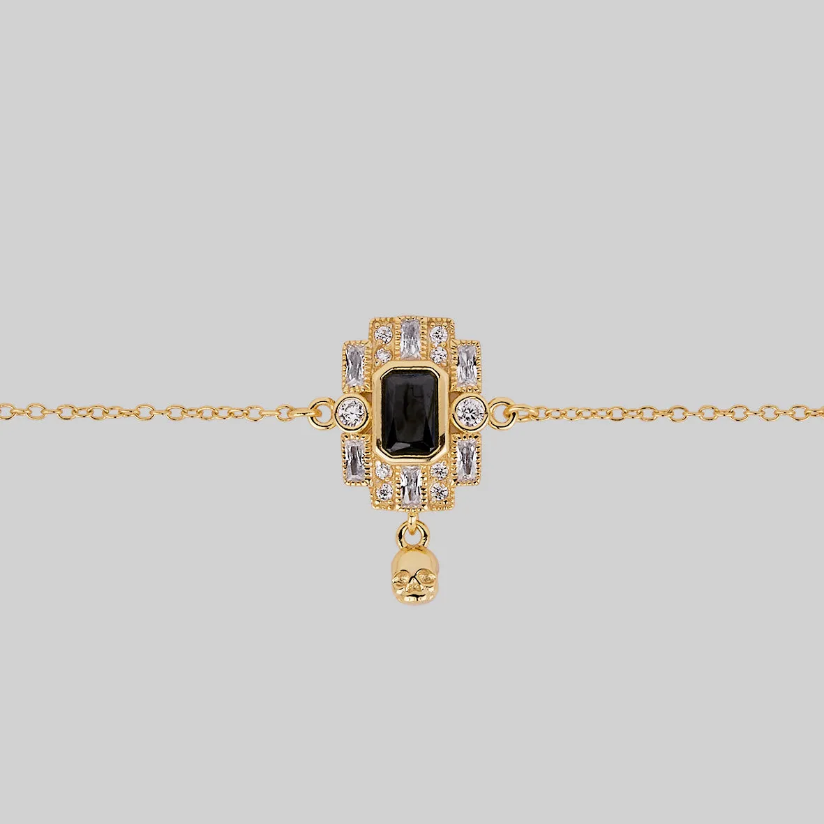 DECO. Skull & Black Spinel Statement Choker - Gold