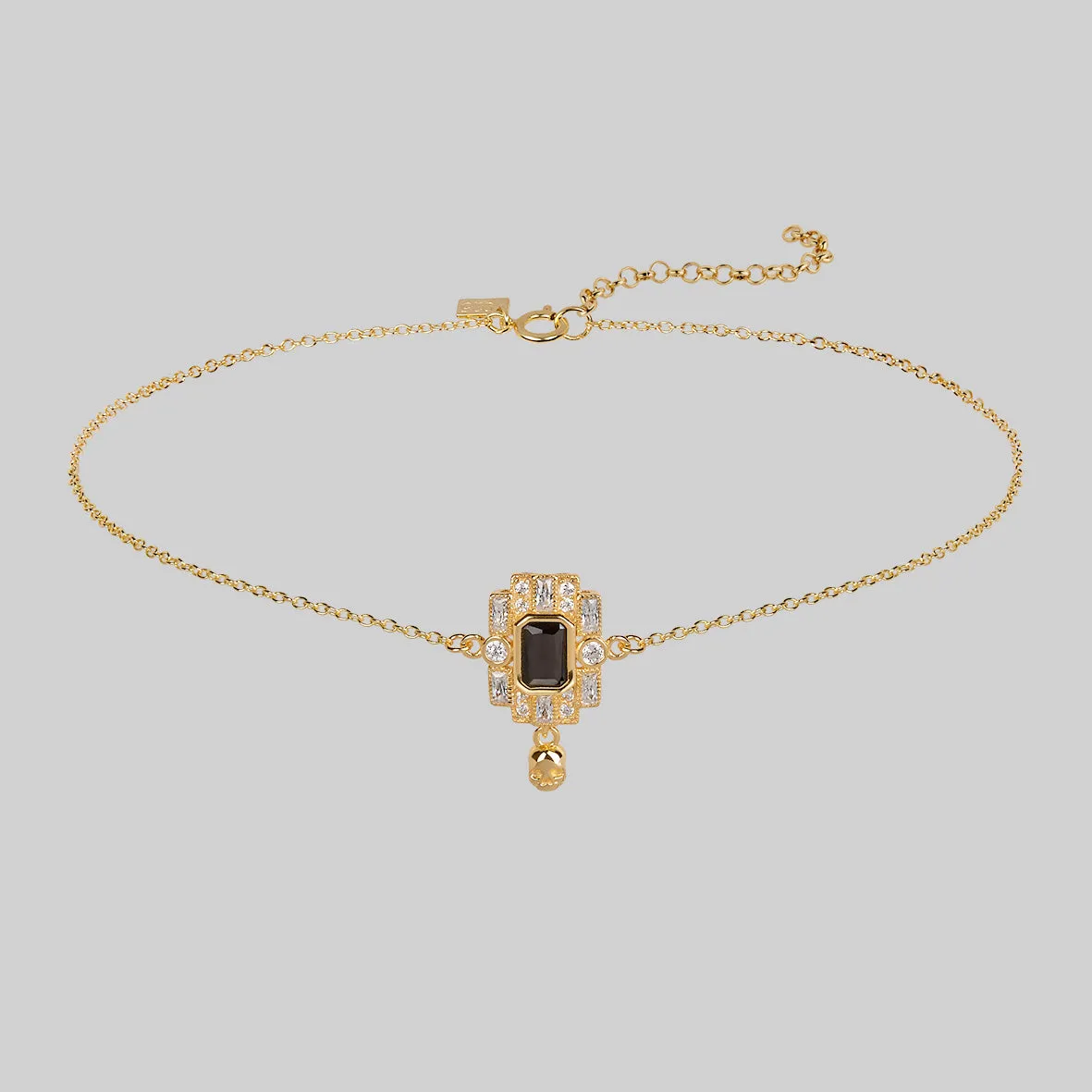 DECO. Skull & Black Spinel Statement Choker - Gold