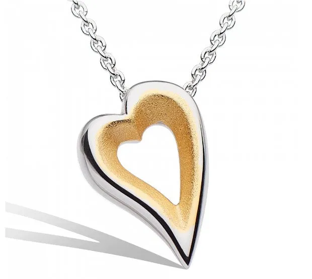 Desire Love Story Silver & Gold Heart Necklace