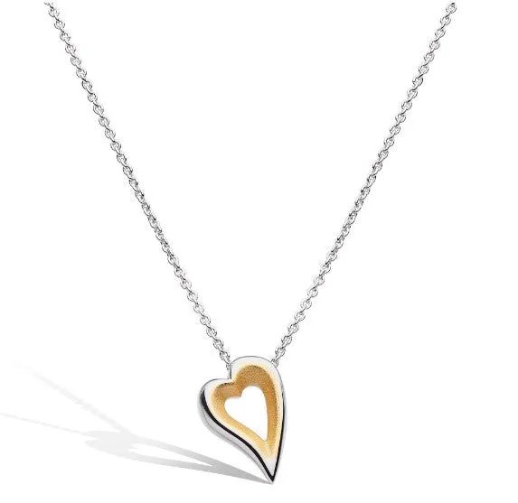 Desire Love Story Silver & Gold Heart Necklace