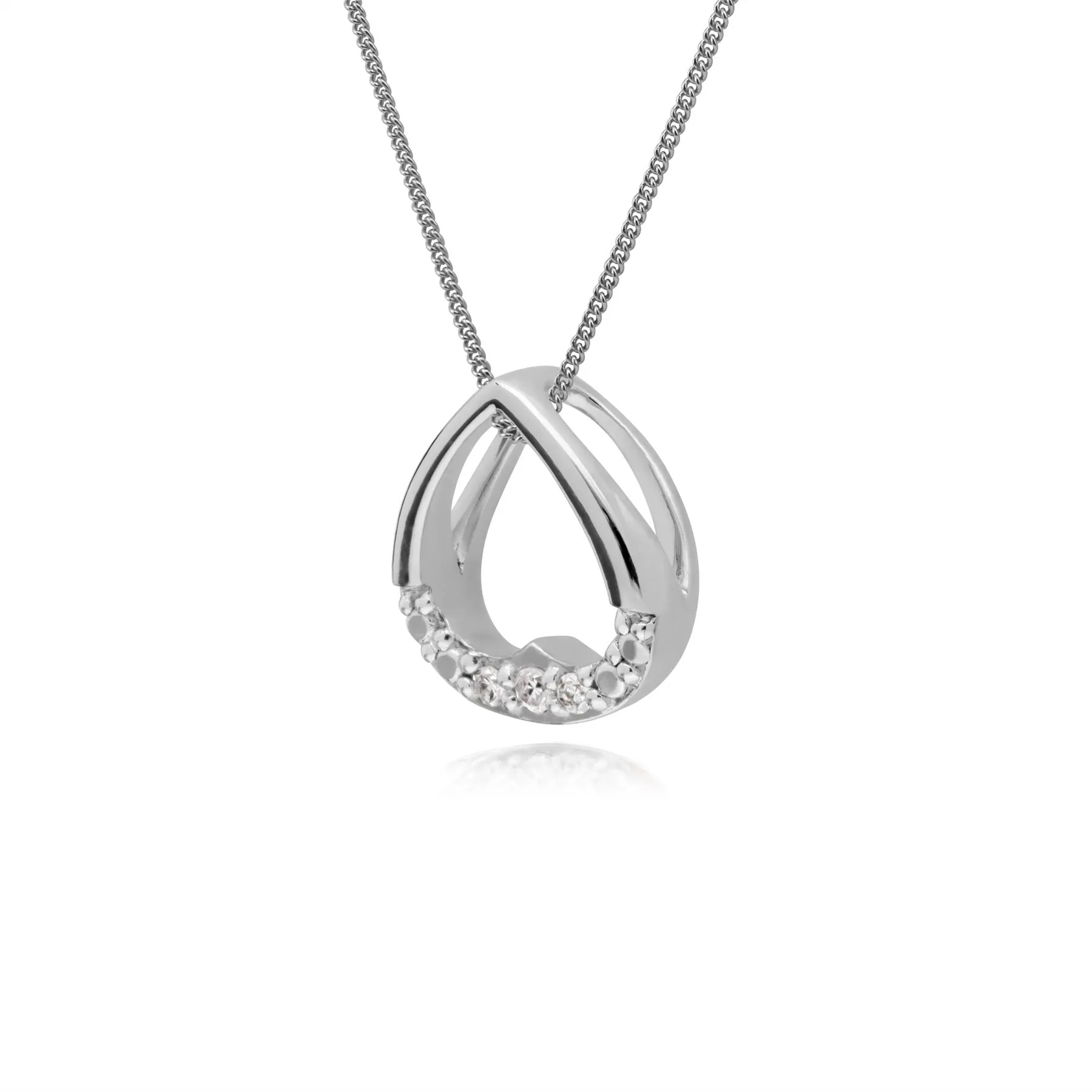 Diamant-Halskette, 9 Karat Weiss Gold Diamant-Herz-Anhänger an 45cm Kette