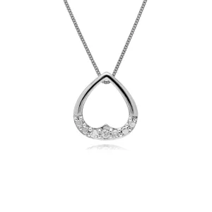 Diamant-Halskette, 9 Karat Weiss Gold Diamant-Herz-Anhänger an 45cm Kette