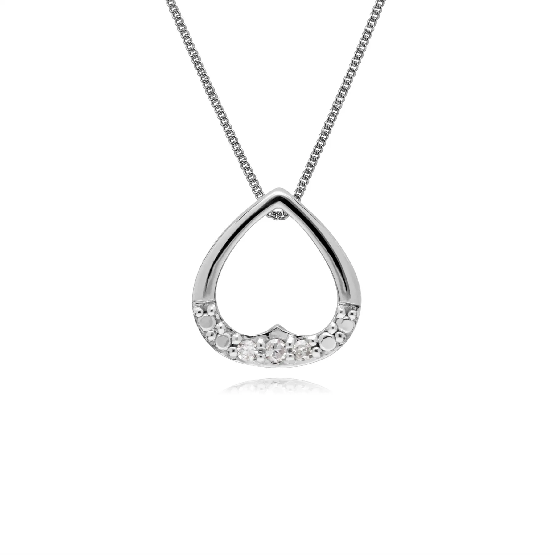 Diamant-Halskette, 9 Karat Weiss Gold Diamant-Herz-Anhänger an 45cm Kette