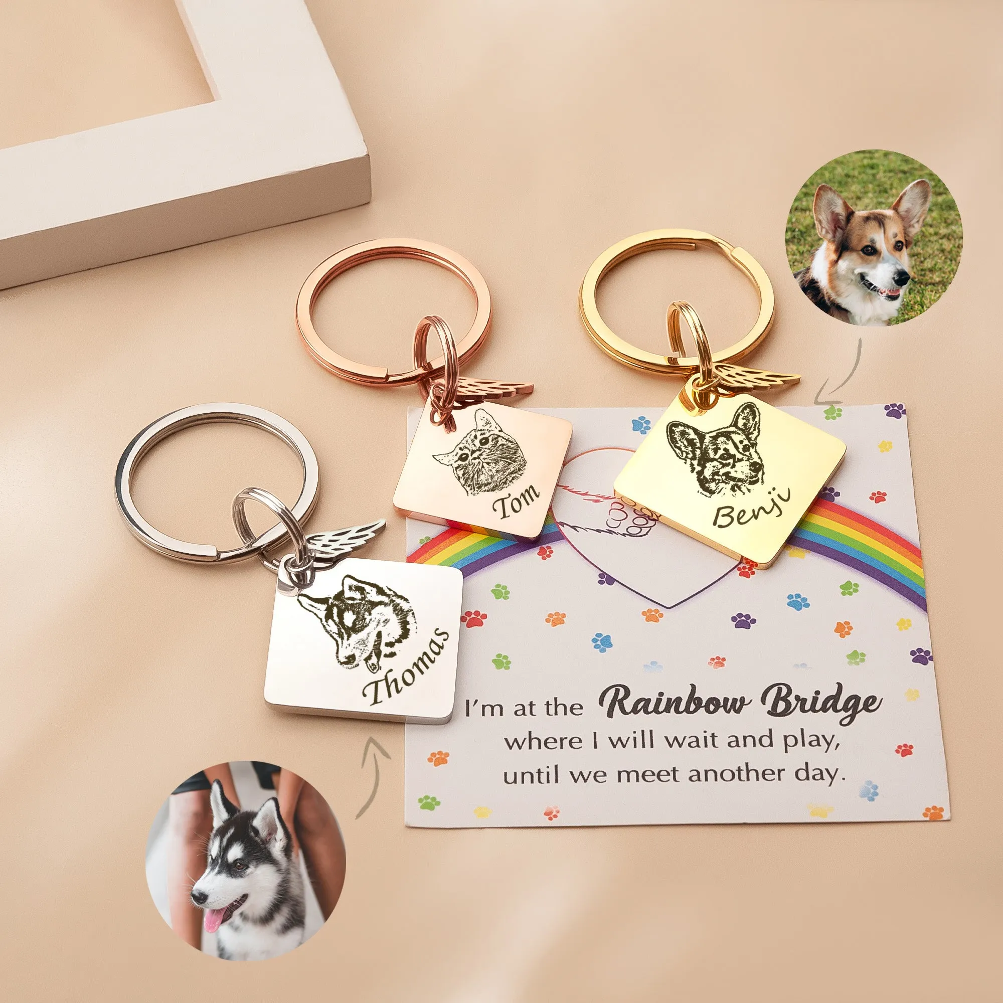 Diamond Pet Portrait Pet ID Key Chain