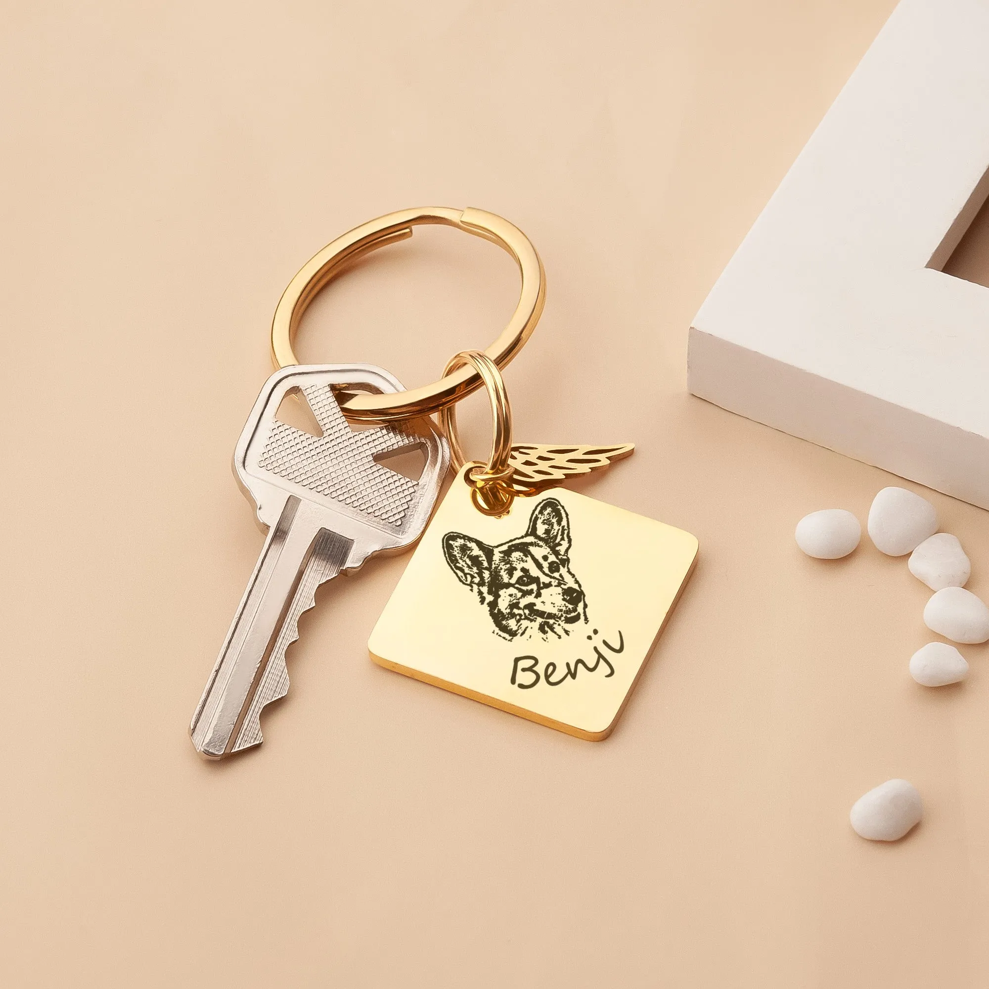 Diamond Pet Portrait Pet ID Key Chain