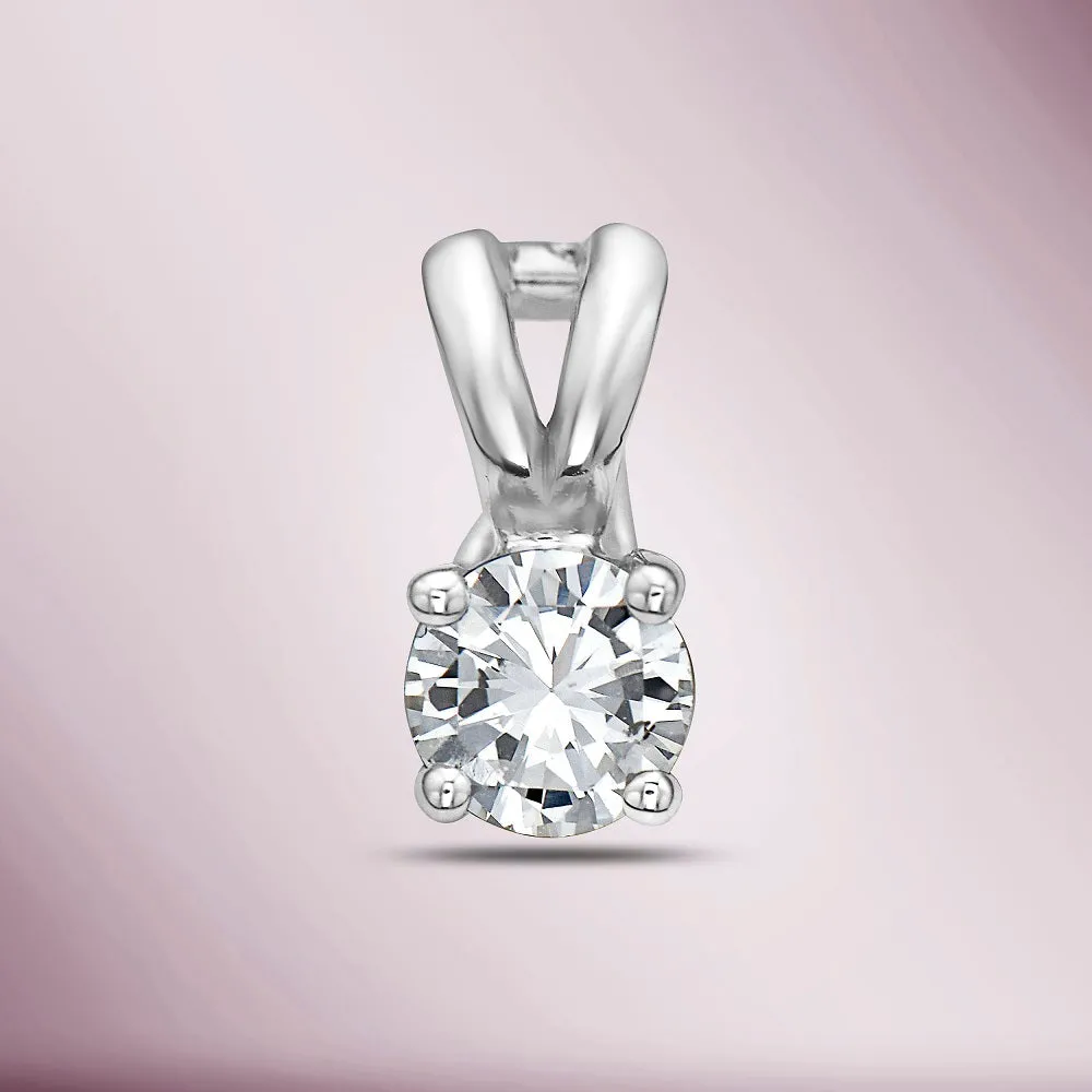 Diamond Solitaire Pendant (0.20 ct.) in 14K Gold, compatible for Tennis Necklaces